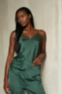 Zelené hedvábné dámské pyžamo